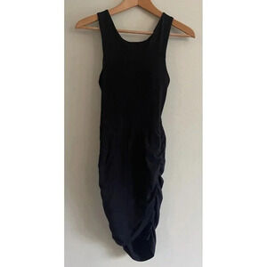 Athleta Seeker Ruched Dress Racer Back Black Size XXS